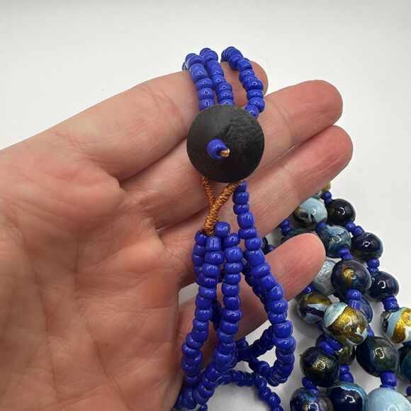 The coolest hand painted beaded, multi strand and seed bead necklace ever! - Picture 4 of 7